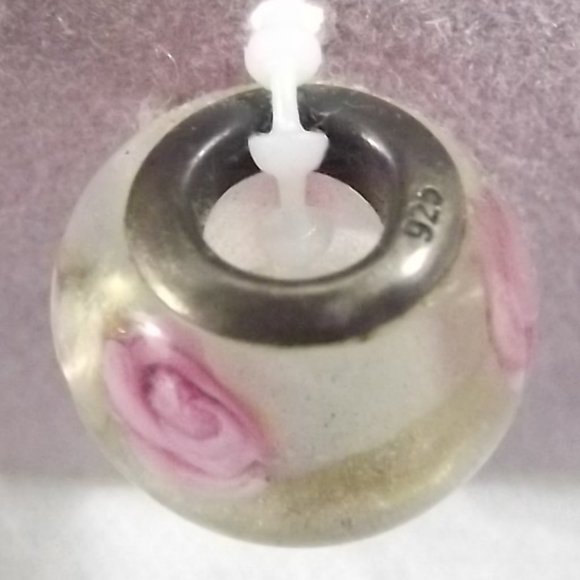 Pink Rose 925 Murano Glass Bead - Picture 5 of 6